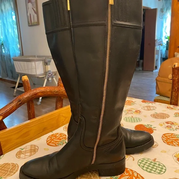 Michael Kors Black Leather Riding Boots - Picture 2 of 3